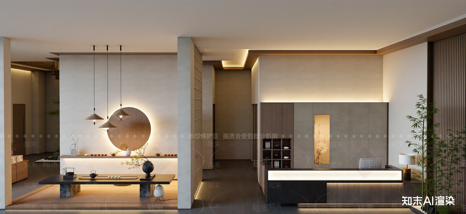 新中式民宿大堂SU模型下载【ID:1222222806】