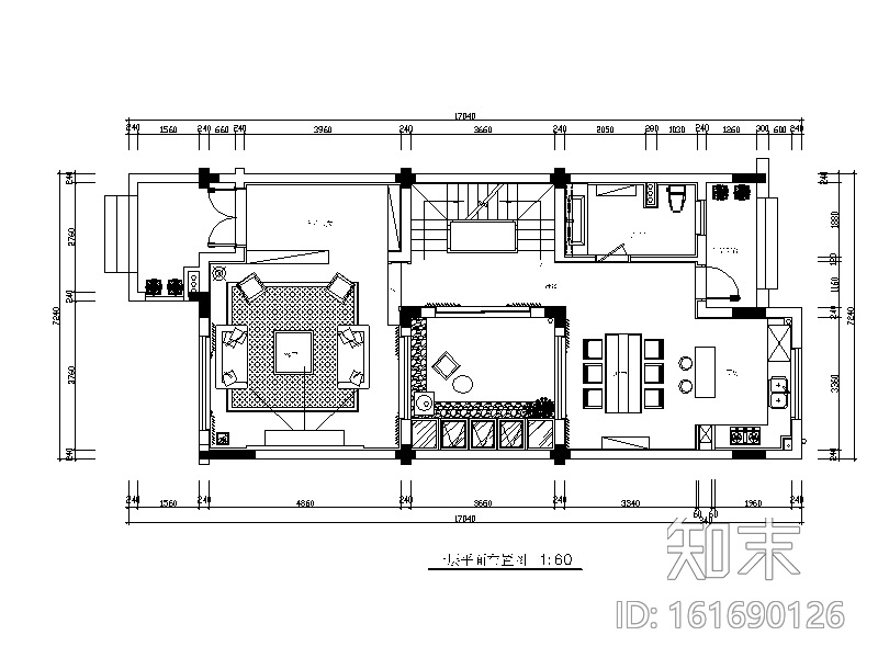 联排别墅样板房设计CAD施工图（含效果图）施工图下载【ID:161690126】