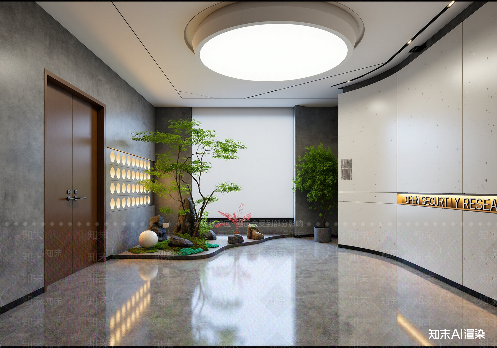 现代室内景观3D模型渲染效果图