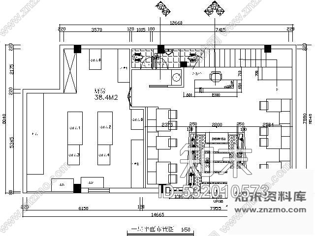 施工图双层简约时尚餐厅装修图含实景cad施工图下载【ID:532010573】