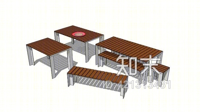 柚木凳、凳子及户外餐桌SU模型下载【ID:421313431】