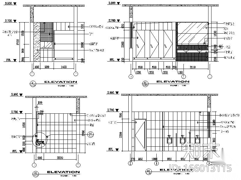 某工商局公共卫生间装修图cad施工图下载【ID:166013115】