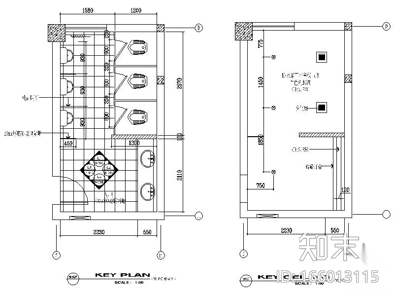 某工商局公共卫生间装修图cad施工图下载【ID:166013115】