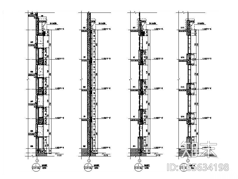 高层住宅楼石材幕墙结构施工图2011cad施工图下载【ID:165634198】