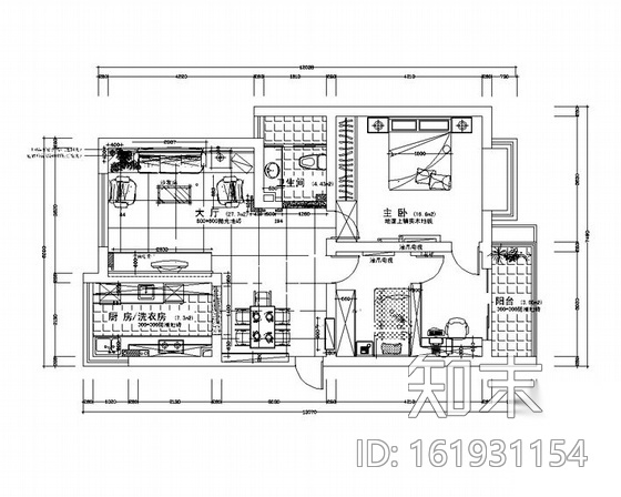 某两居室装修图施工图下载【ID:161931154】