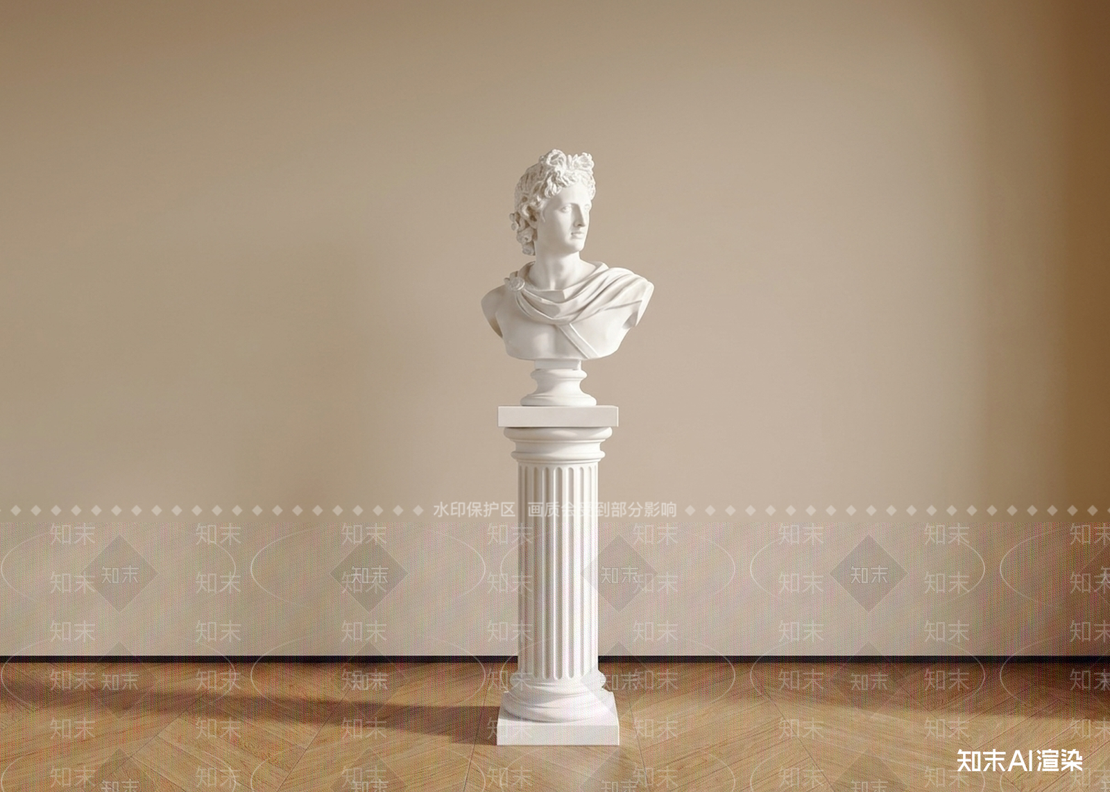 白色落地雕塑雕塑摆件3D模型下载【ID:1227433416】