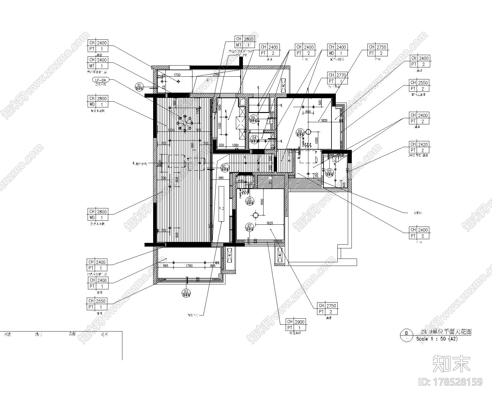 [广东]现代两居室室内装修施工图cad施工图下载【ID:178528159】