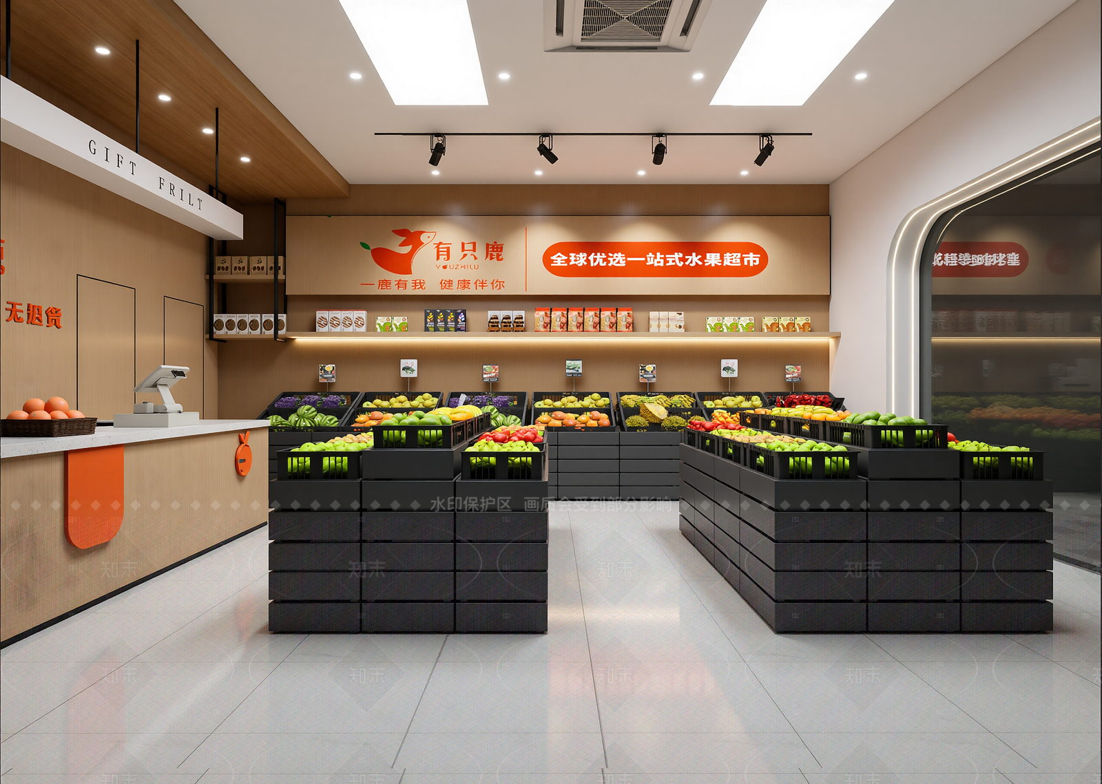 现代水果店3D模型下载【ID:1214582666】