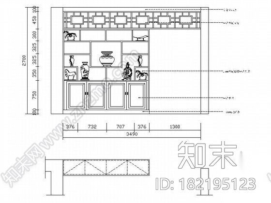 [新疆]中式风格三居室装修图cad施工图下载【ID:182195123】