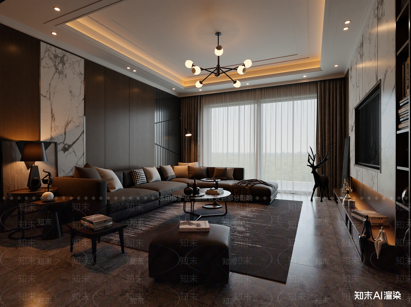 新中式家居客厅3D模型下载【ID:1221484139】