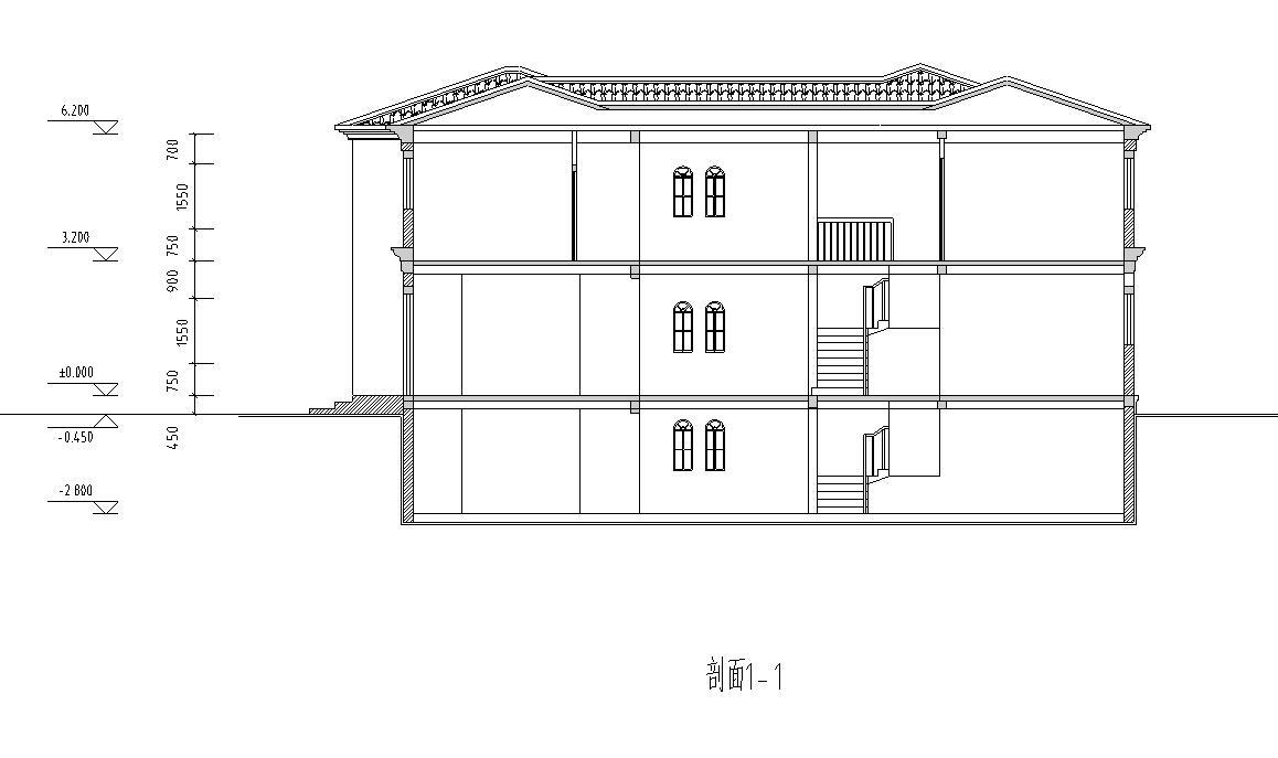 [广东]2层独栋别墅建筑施工图设计cad施工图下载【ID:149889162】