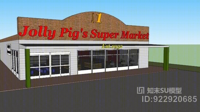 快乐猪的超市。SU模型下载【ID:922920685】