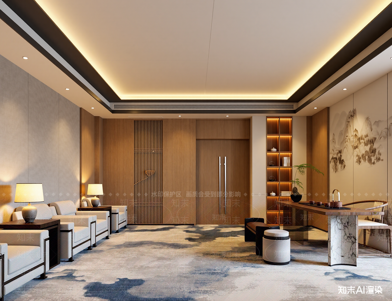 新中式酒店大堂3D模型下载【ID:1215039216】