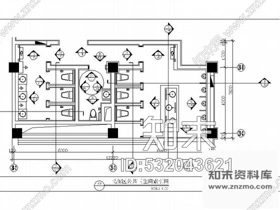 施工图江苏某度假酒店主楼公共卫生间装修图施工图下载【ID:532043621】