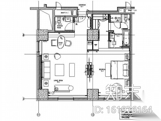 [西安]国际连锁酒店客房部分装修施工图（含效果）施工图下载【ID:161976164】