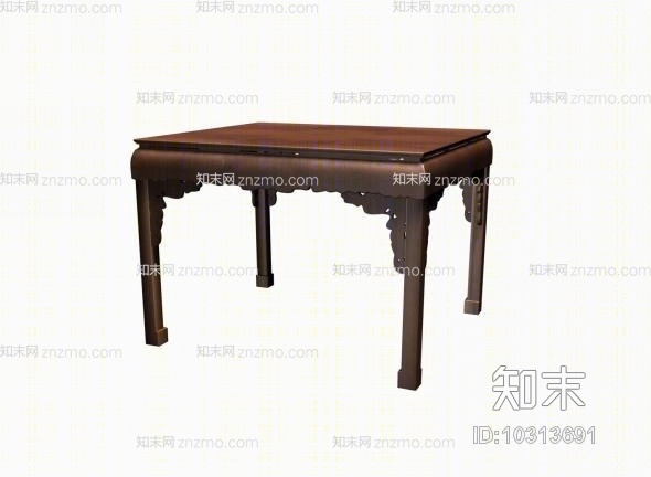 传统中式原木色长方形木艺书桌3D模型下载【ID:10313691】