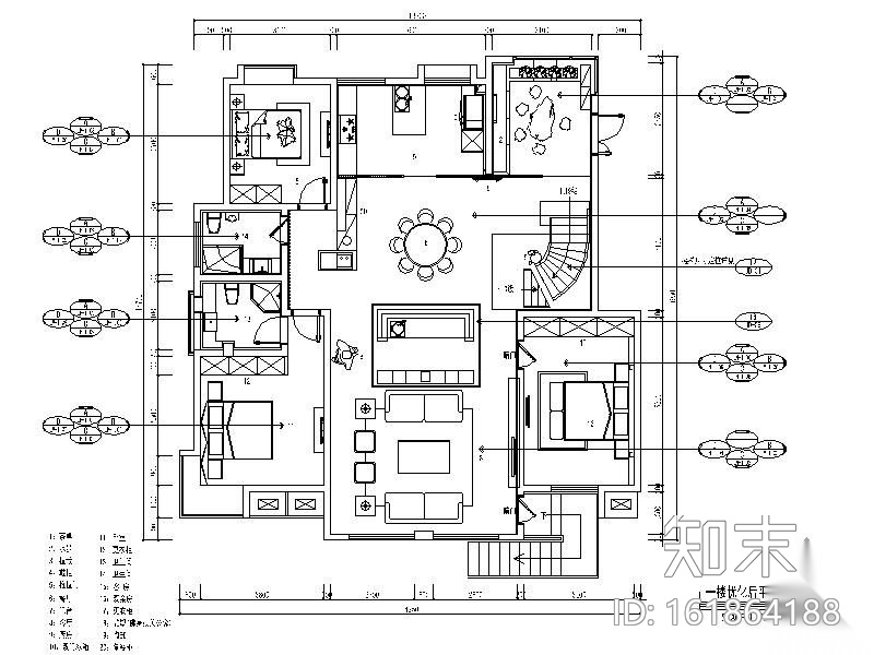 [北京]某别墅施工设计图(含效果图)cad施工图下载【ID:161864188】