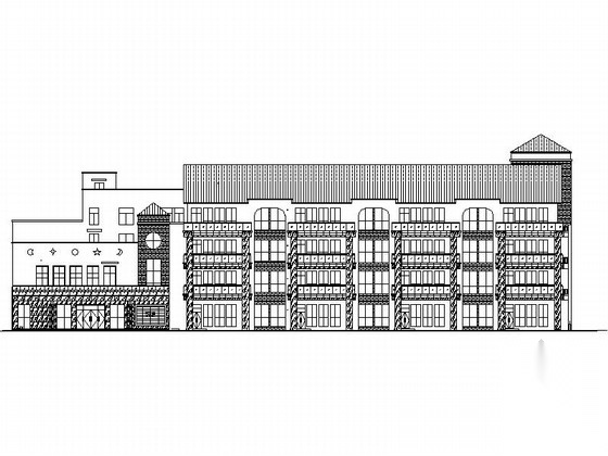 3层坡屋面机关幼儿园施工图（含效果图）cad施工图下载【ID:165738192】