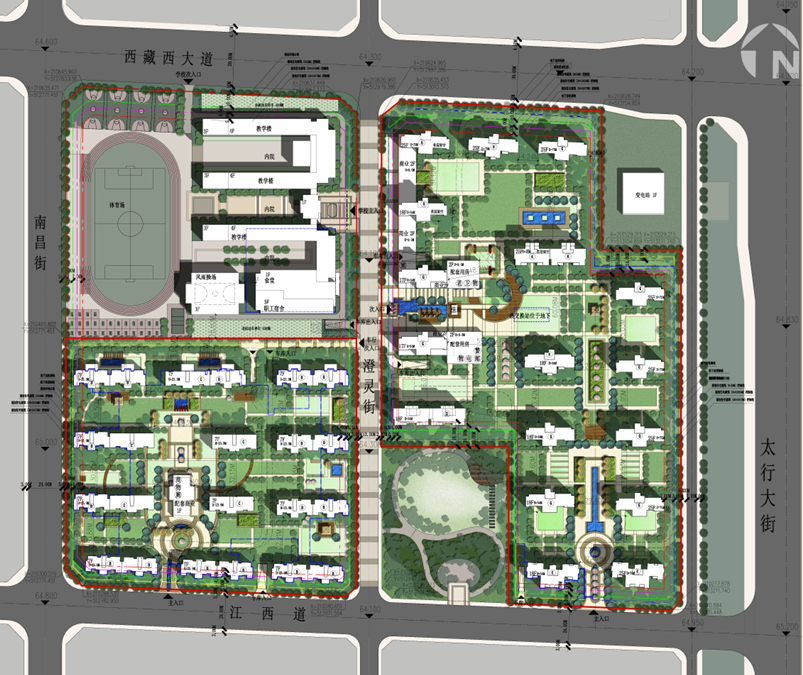 [河北]新中式风格塔式住宅建筑设计方案文本（含学校及...cad施工图下载【ID:167216139】