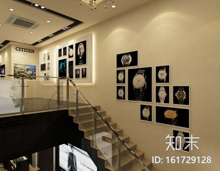 [广东]知名手表旗舰店室内设计施工图（附效果图）cad施工图下载【ID:161729128】