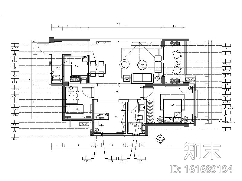 [深圳]小清新风格住宅室内设计施工图（含效果图+物料...施工图下载【ID:161689194】