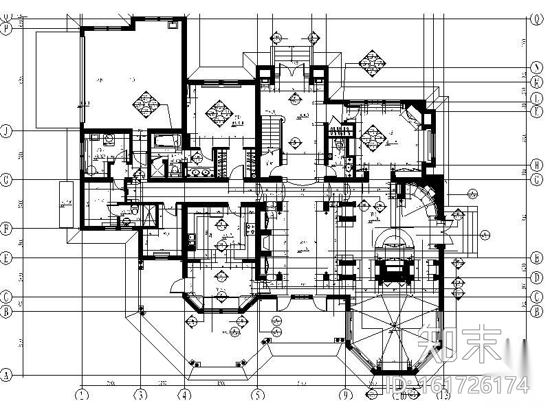 [上海]豪华独栋庄园别墅施工图（含效果）cad施工图下载【ID:161726174】