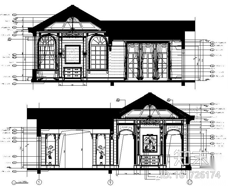 [上海]豪华独栋庄园别墅施工图（含效果）cad施工图下载【ID:161726174】