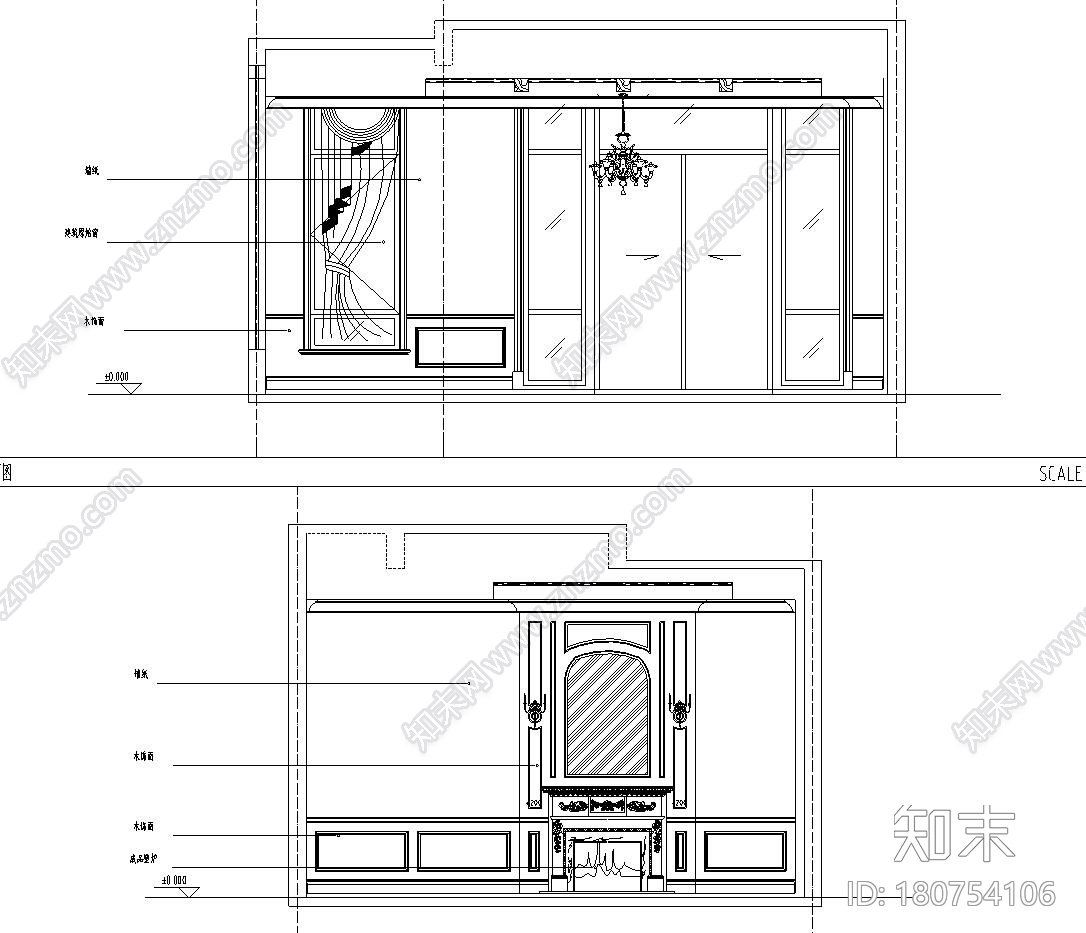 [江苏]美式新古典昆山阳澄溢金苑2套样板房和1售楼处室内...施工图下载【ID:180754106】