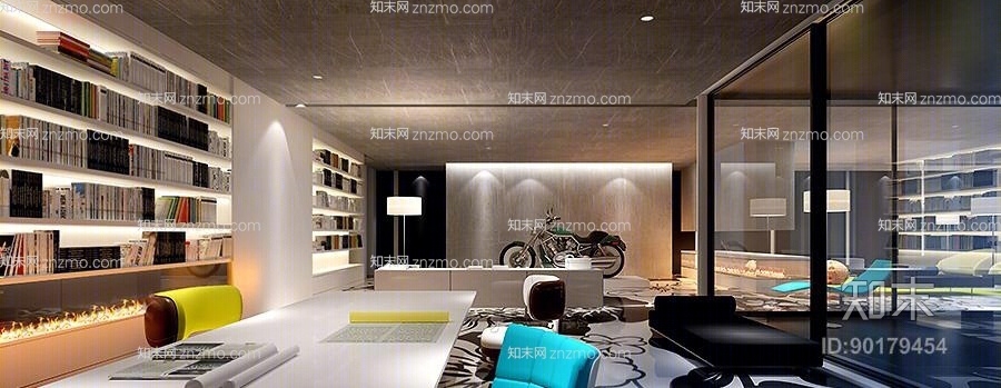 现代书柜3D模型下载【ID:90179454】