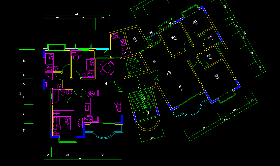 万科一体二户多层住宅户型图cad施工图下载【ID:149861139】