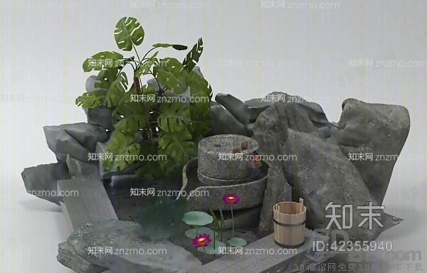 假山山水23D模型下载【ID:42355940】