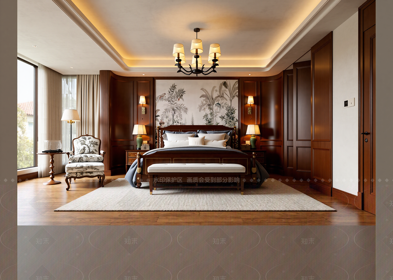 美式酒店客房3D模型下载【ID:1214929127】