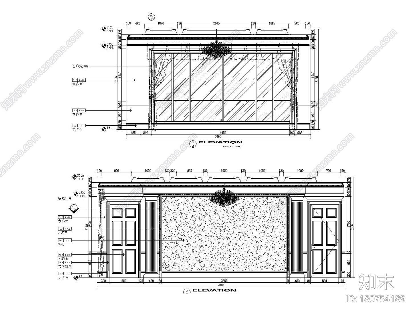 [吉林]欧式风格恒大华府样板房装修施工图（附效果图）cad施工图下载【ID:180754189】