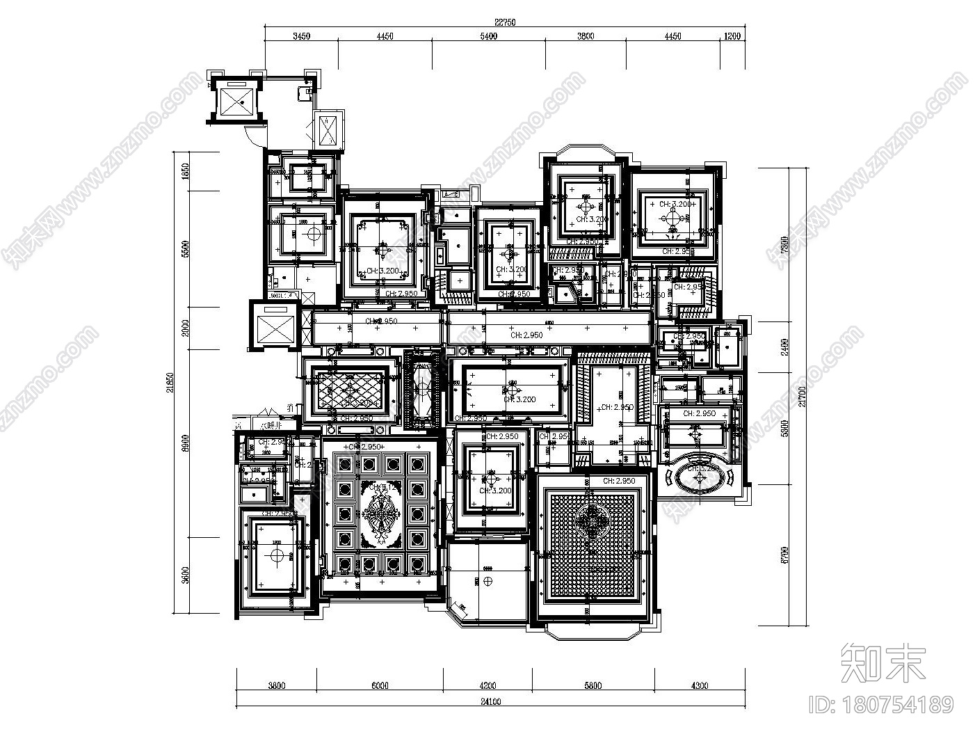 [吉林]欧式风格恒大华府样板房装修施工图（附效果图）cad施工图下载【ID:180754189】