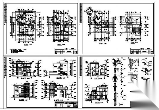 某三层别墅建筑施工图施工图下载【ID:151392162】