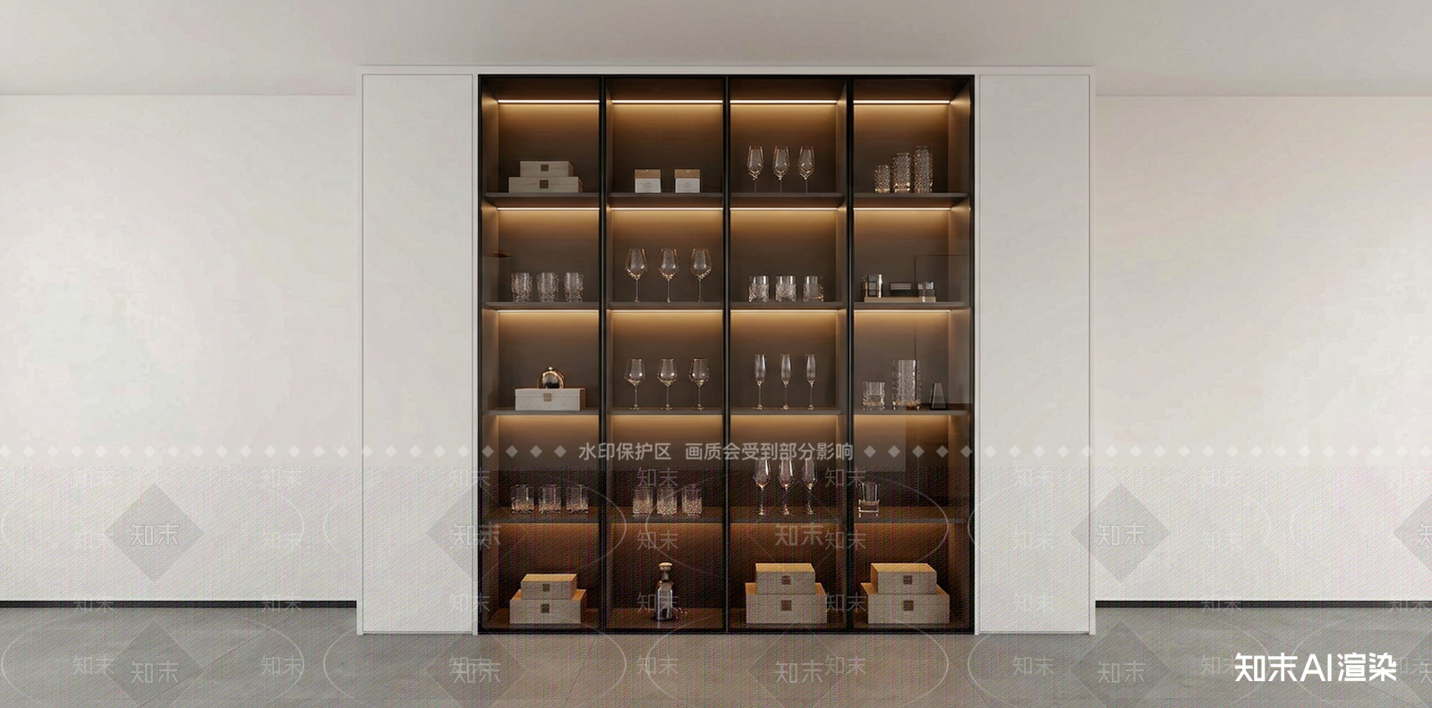 现代酒柜3D模型渲染效果图