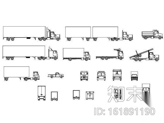 货车图块集cad施工图下载【ID:161891190】