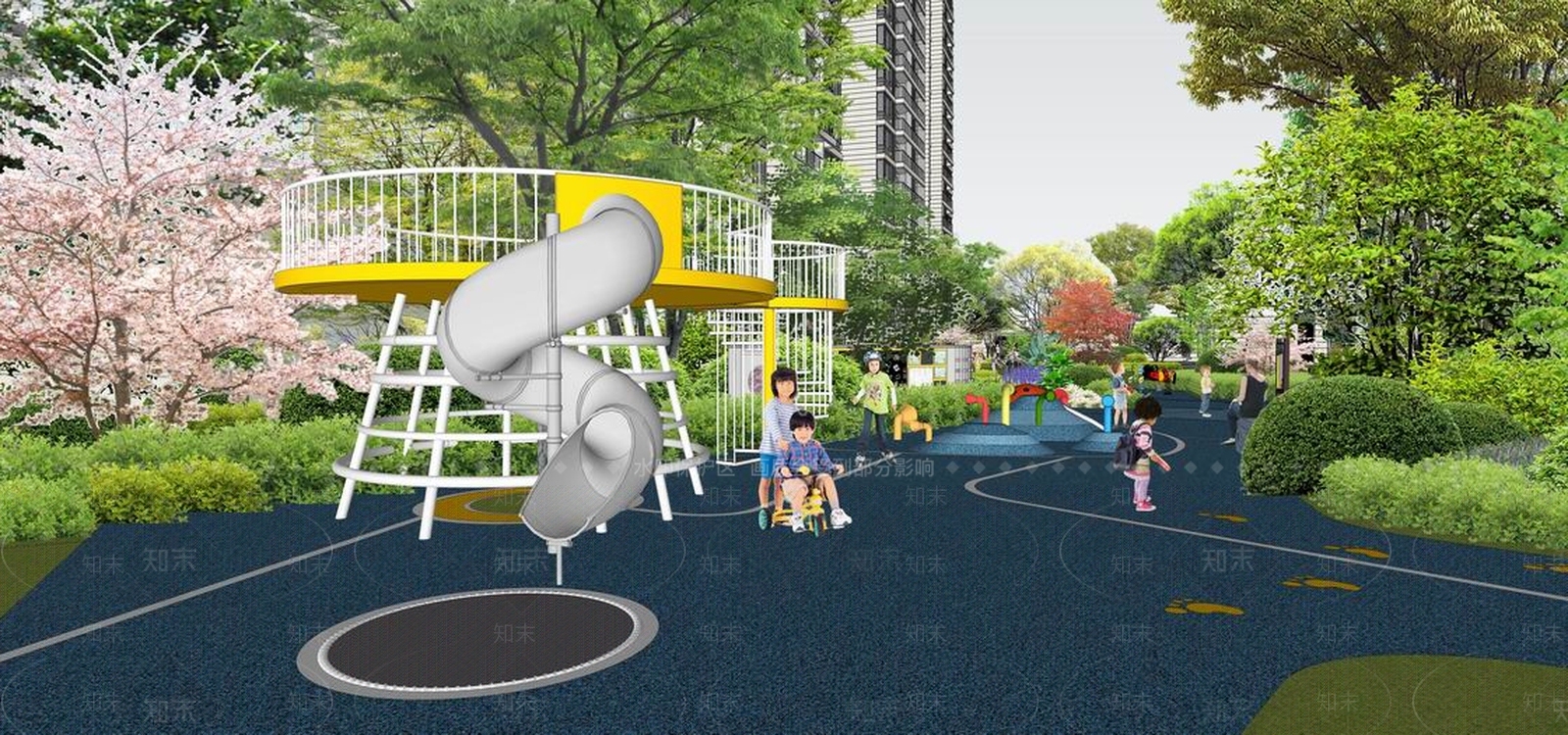现代小区景观SU模型下载【ID:162763112】