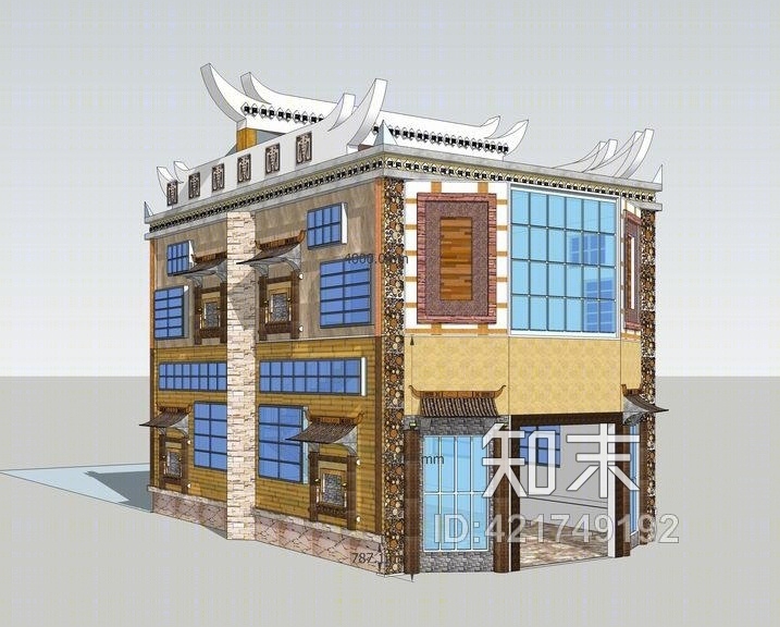 羌族建筑SU模型下载【ID:421749192】