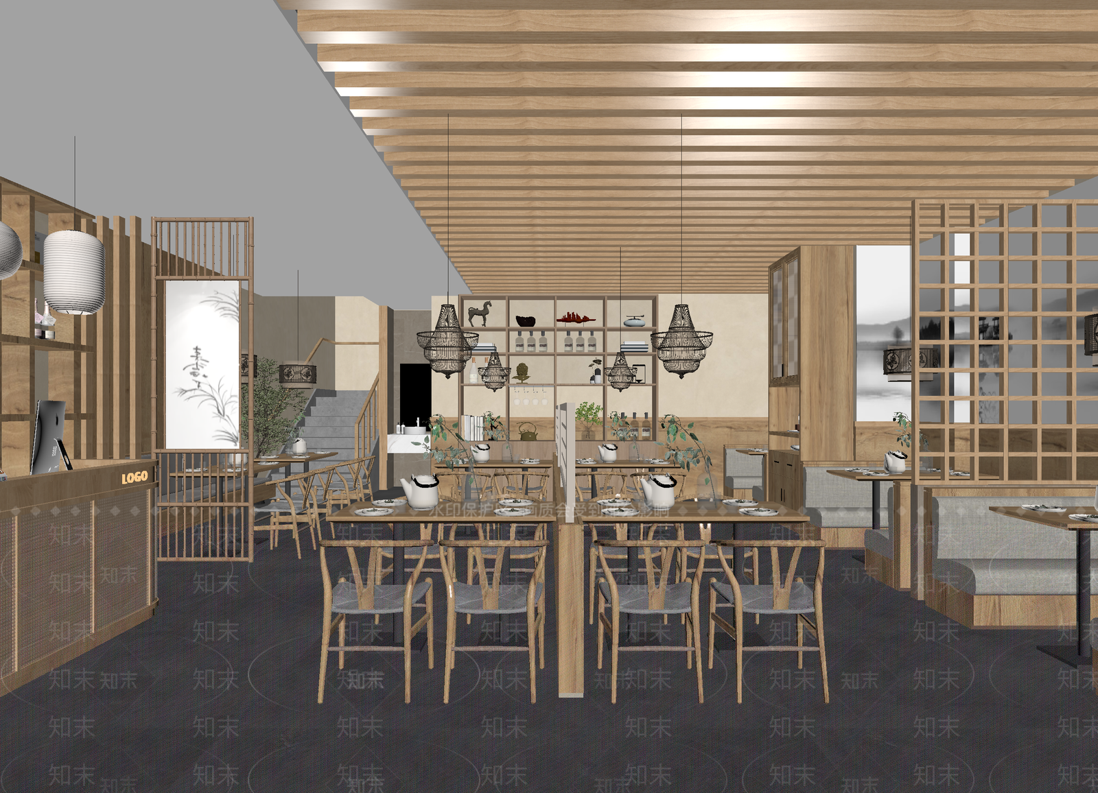 中式茶馆3D模型下载【ID:1214664276】