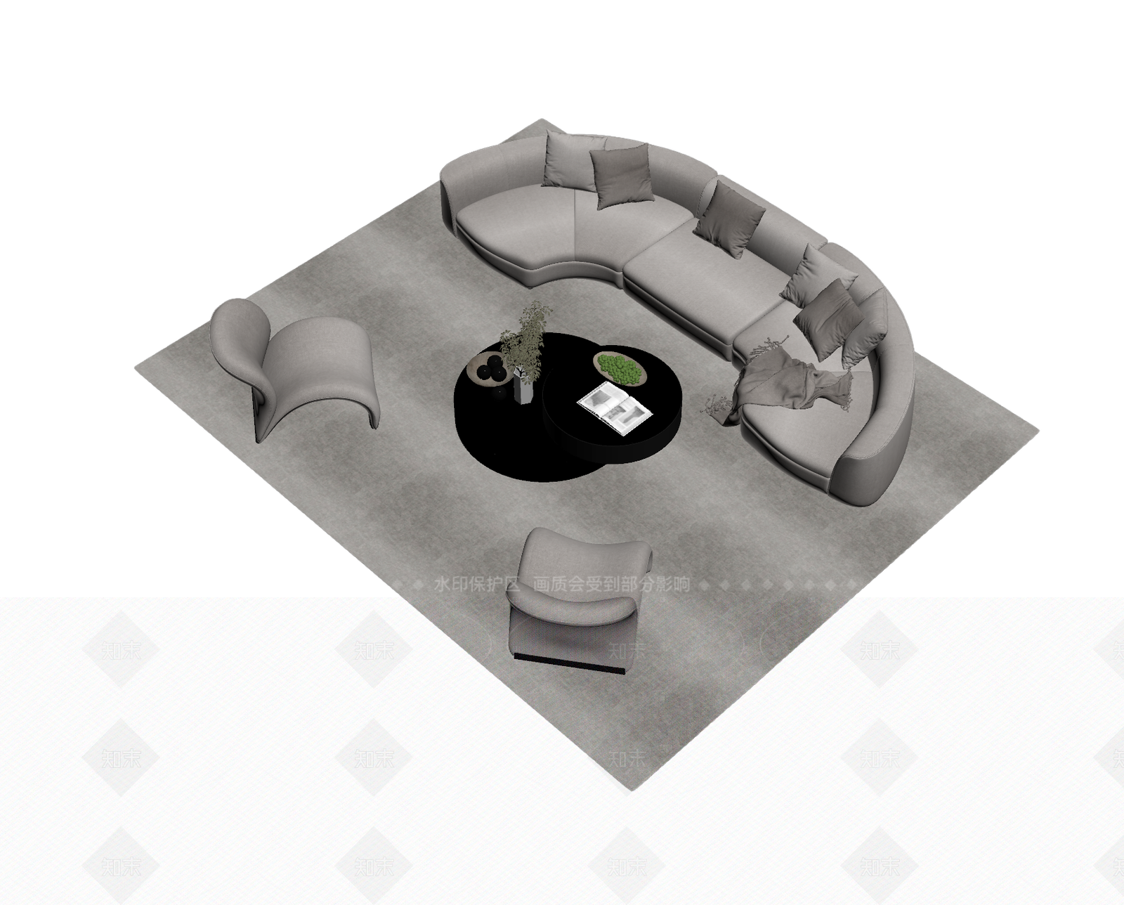 现代沙发组合3D模型下载【ID:1205545182】