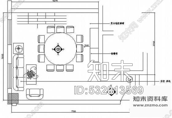 餐厅小包厢装修图二cad施工图下载【ID:532013569】