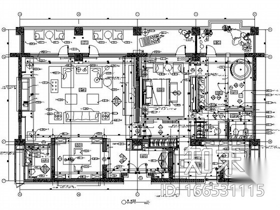 [海南]豪华总统套房室内装修施工图施工图下载【ID:166531115】