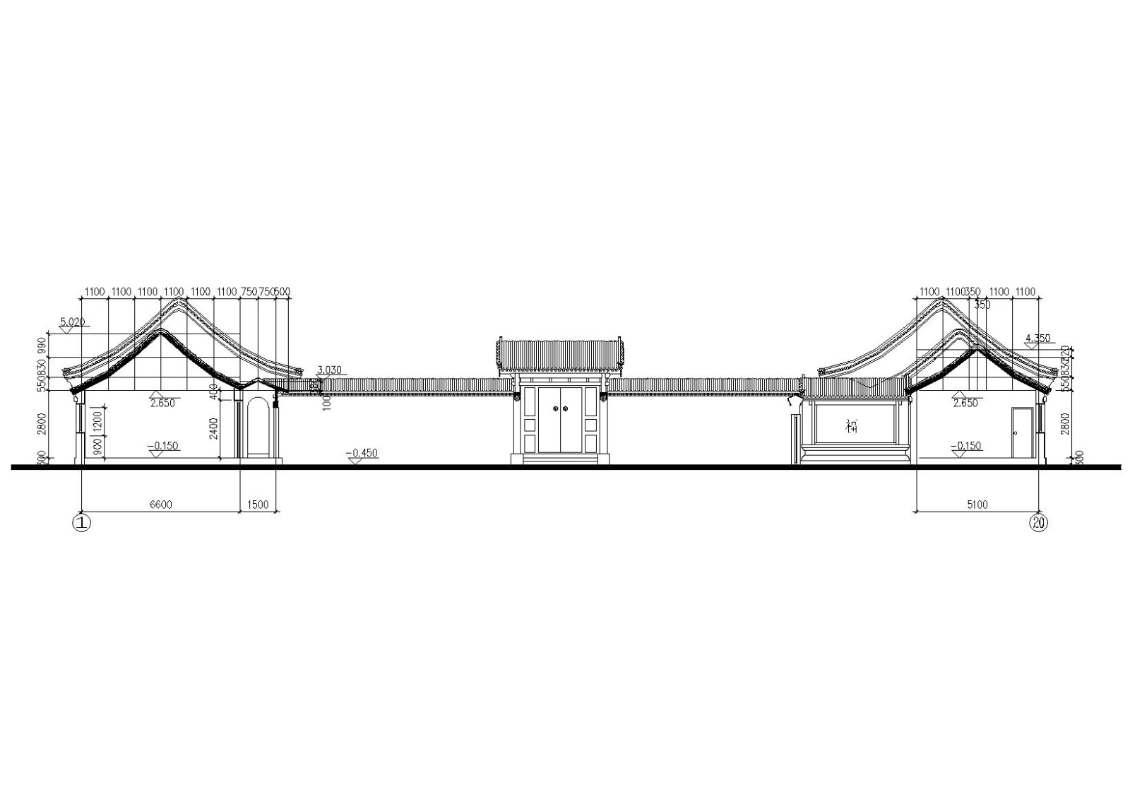 仿古四合院办公建筑施工图（CAD）施工图下载【ID:149932191】