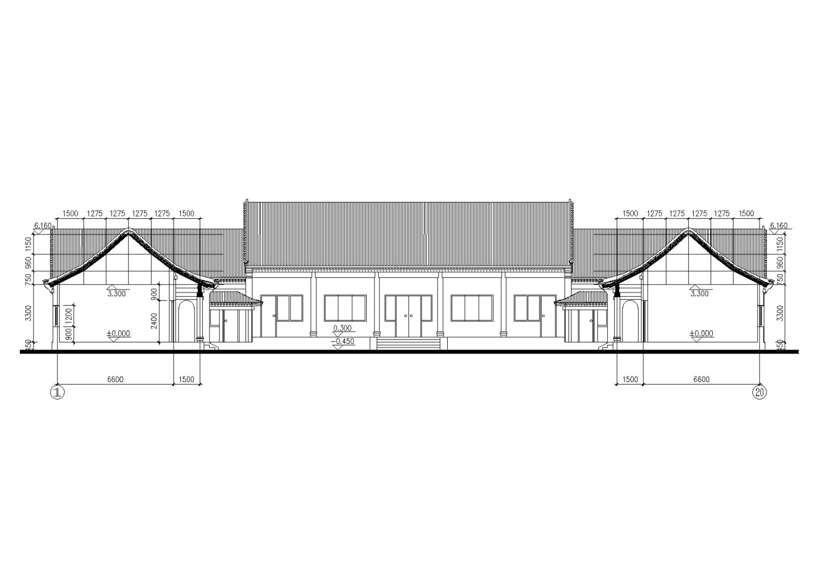 仿古四合院办公建筑施工图（CAD）施工图下载【ID:149932191】