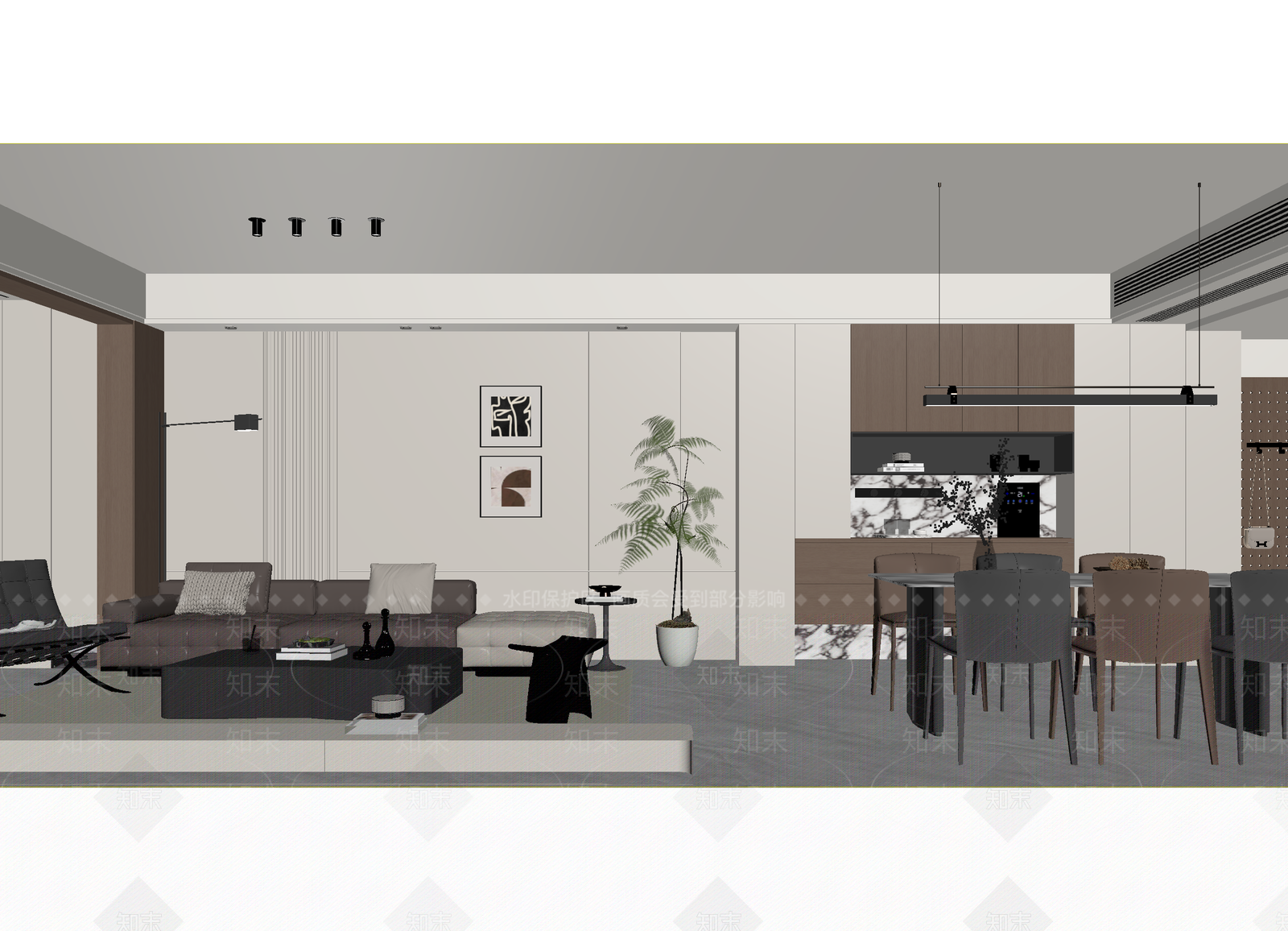 现代客餐厅3D模型下载【ID:1215090507】