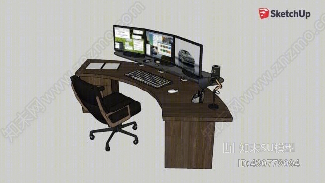 办公桌/局SU模型下载【ID:430778094】
