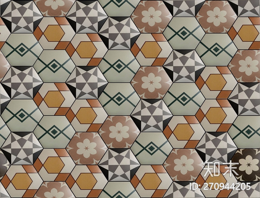 六角拼花砖贴图下载【ID:270944205】