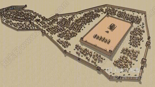 大约公元前444年的耶路撒冷城墙。SU模型下载【ID:726711497】