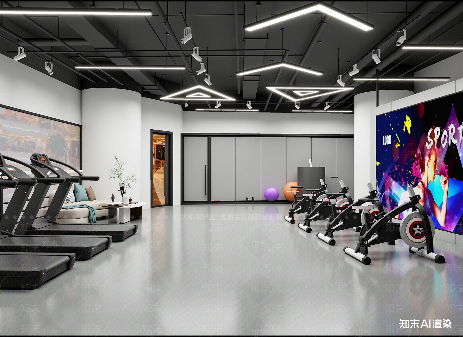 现代健身房3D模型下载【ID:1213998941】
